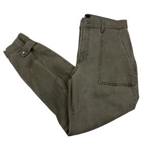 Express Olive Green Cropped Straight High Rise Stretch Pants Women's Size 10